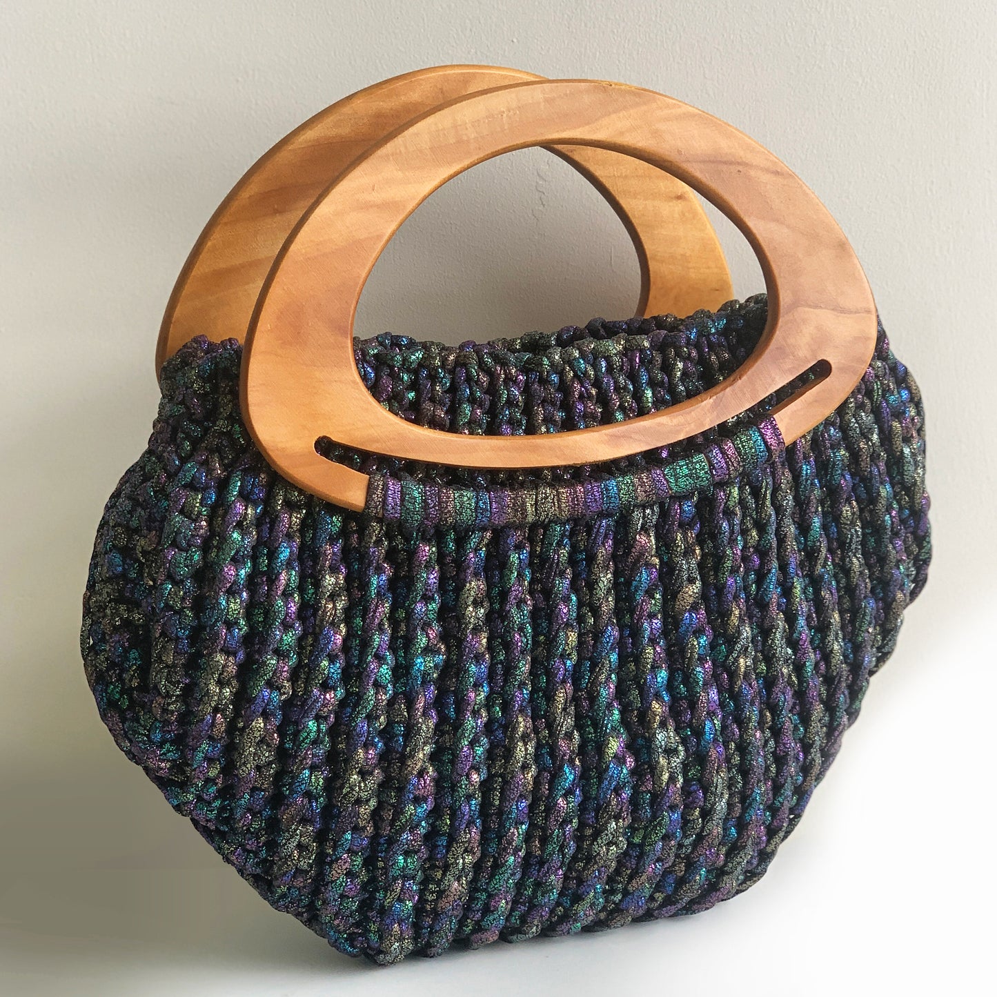 Double Wooden Handle Handbag
